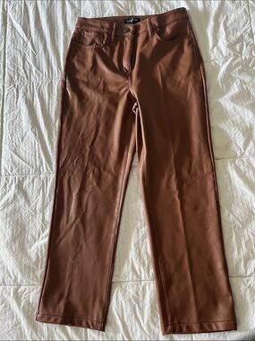 Reitmans Brown Faux-Leather Petite Pants